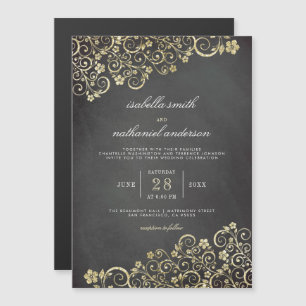 Goldverzierung auf Tafel Moderne Hochzeit Magneteinladung