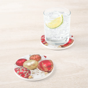 Goldverzierungen, Rote Ornamente, Weihnachten, Gli Getränkeuntersetzer