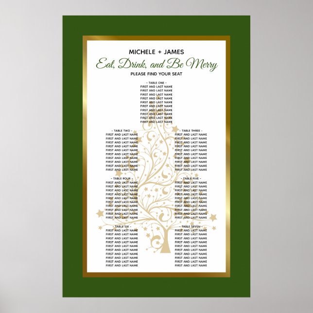 Goldwald Green Winter Hochzeitskarte Poster (Vorne)