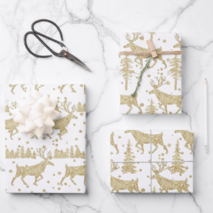 Goldwaldsteg Spruce Tree Wald Schnee Weiß Geschenkpapier Set