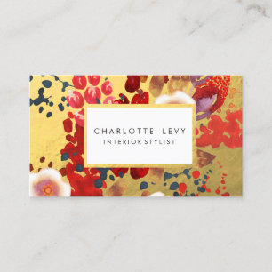 Goldwatercolor-abstrakter Blumenkunst-Stylist Visitenkarte