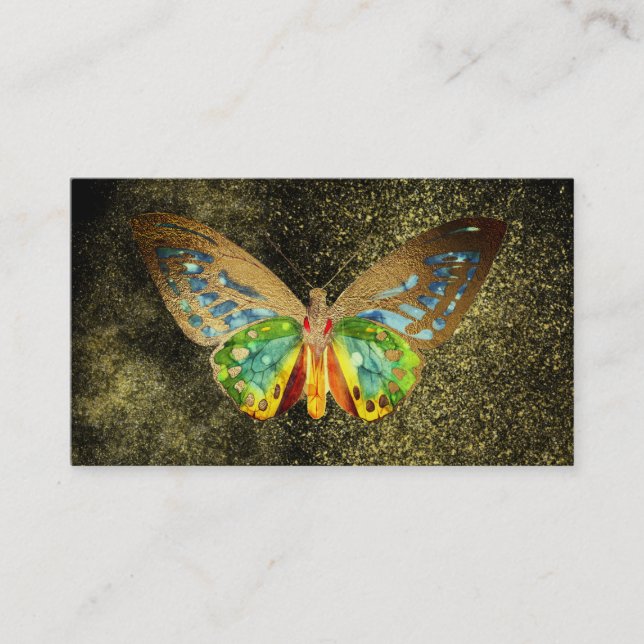 *~* Goldwatercolor-GoldGlitzer vergoldete Visitenkarte (Vorderseite)