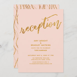 Goldwaves & Handwriting Blush Hochzeitsempfang Einladung