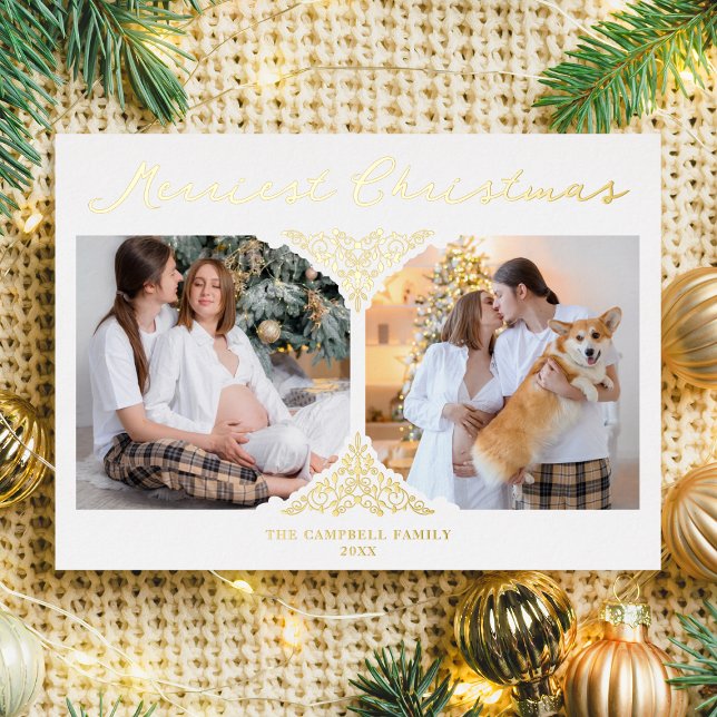 Goldweihnachtliche klassische Einrichtung Ornament Folieneinladung (Von Creator hochgeladen)