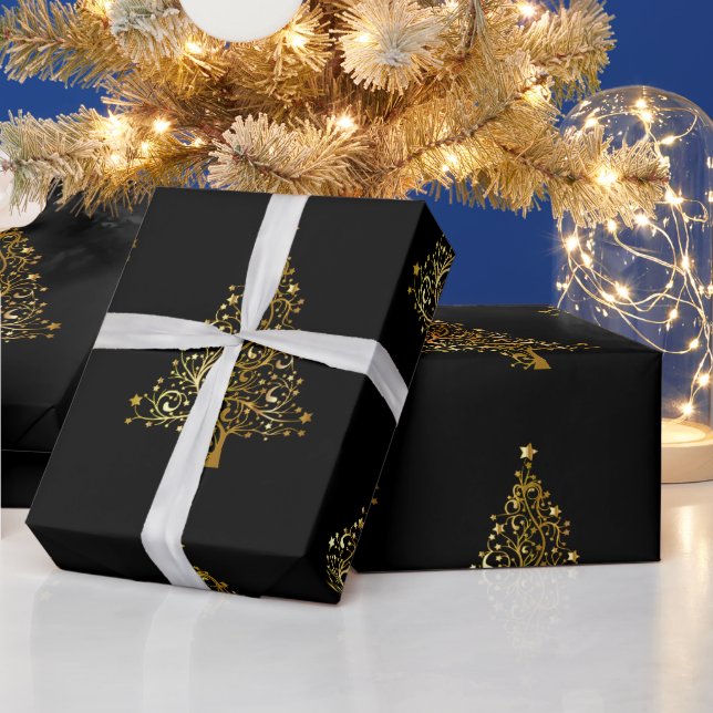 Goldweihnachtsbaum Geschenkpapier (Feiertage)