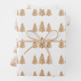 Goldweihnachtsbaum Geschenkpapier Set