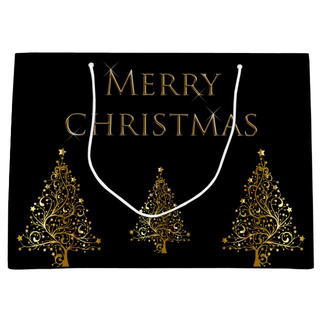 Goldweihnachtsbaum Große Geschenktüte (Vorderseite)