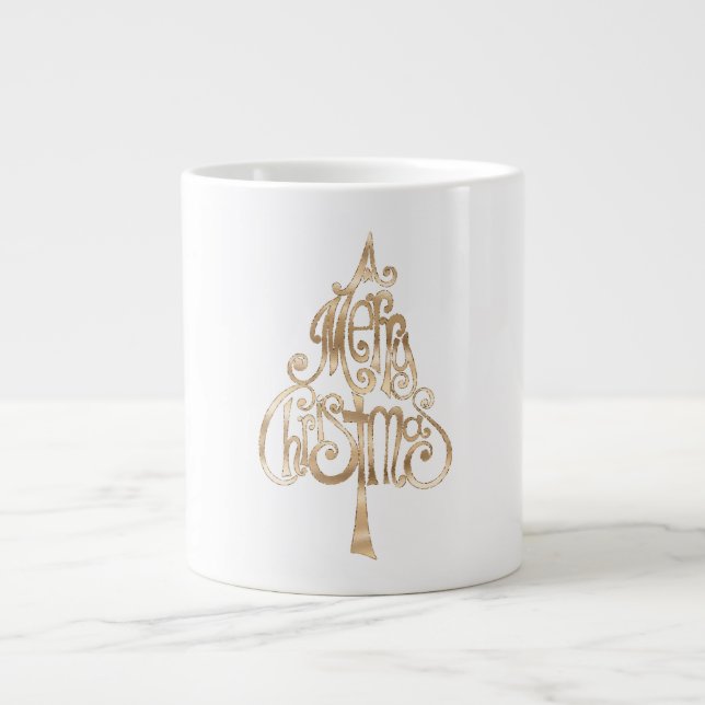Goldweihnachtsbaum Jumbo-Tasse (Vorderseite)