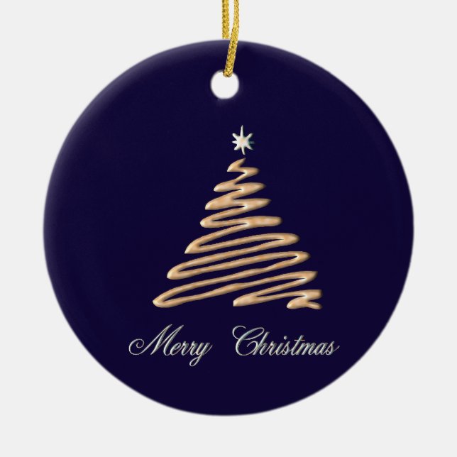 Goldweihnachtsbaum Keramik Ornament (Vorne)