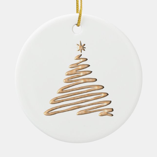 Goldweihnachtsbaum Keramik Ornament (Vorne)