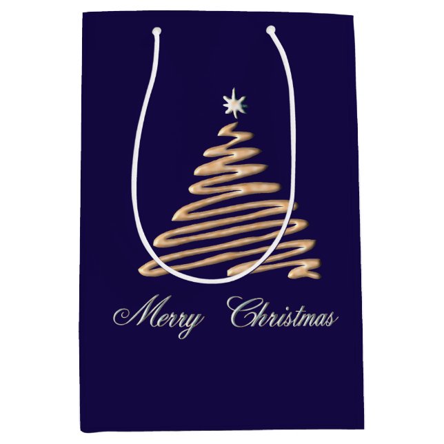 Goldweihnachtsbaum Mittlere Geschenktüte (Vorderseite)