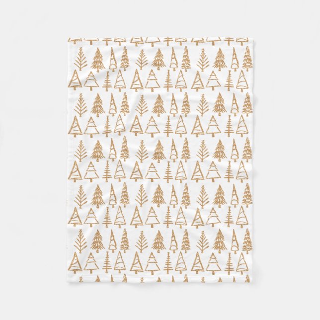 Goldweihnachtsbaum-Muster-Girly Chic Fleecedecke (Vorderseite)