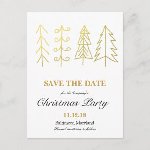 Goldweihnachtsbaum-WeihnachtsParty Save the Date Ankündigungspostkarte