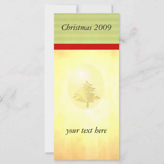 Goldweihnachtsbaum-Werbekarte (Vorderseite)