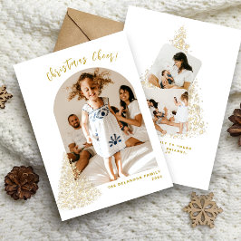 Goldweihnachtsbaum Zwei Foto 2022 Feiertagskarte