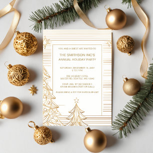 Goldweihnachtsbäume Corporate Holiday Party Einladung