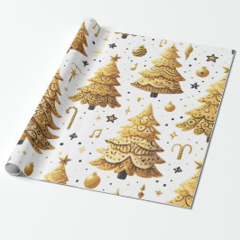 Goldweihnachtsbäume Geschenkpapier
