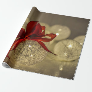 Goldweihnachtssäcke, String-Lichter, Red Bow Holid Geschenkpapier