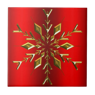 Goldweihnachtsstern auf Rot Fliese