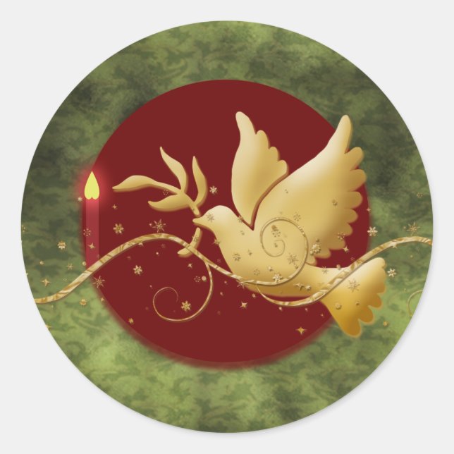 Goldweihnachttaube christlicher Veranstaltungsstil Runder Aufkleber (Vorderseite)