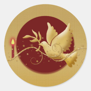 Goldweihnachttaube christlicher Veranstaltungsstil Runder Aufkleber