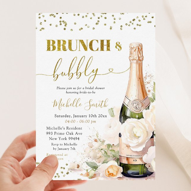 Goldweinbrunch und Bubbly-Brautparty Einladung (Von Creator hochgeladen)