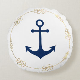 Goldweißanker Rundes Kissen