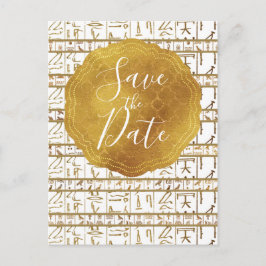 Goldweiße Ägyptische Glam Save the Date Ankündigungspostkarte