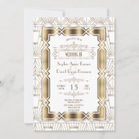 Goldweiße Art Deco Gatsby 20er Jahre Style Wedding