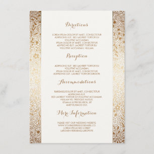 Goldweiße Blumenhochzeits-Details - Informationen Begleitkarte
