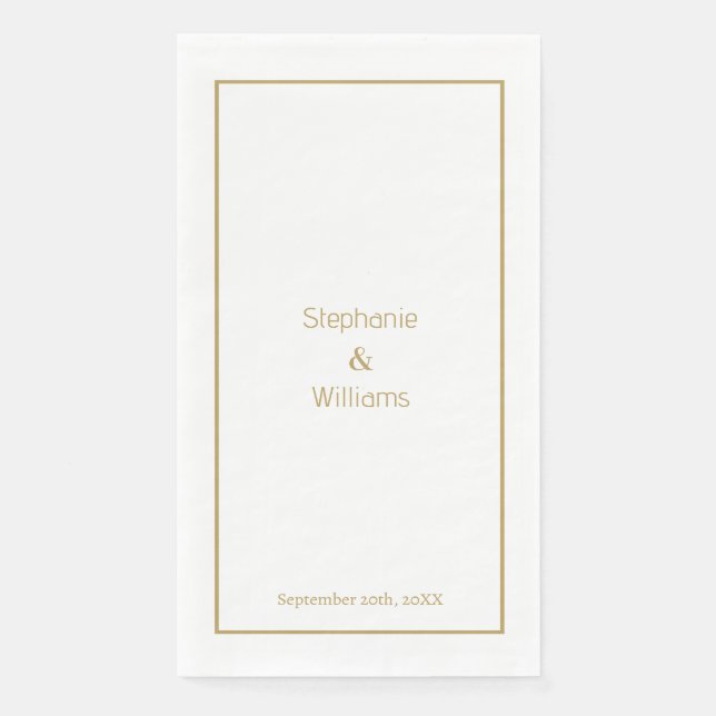 Goldweiße einfache Hochzeit Elegante Serviette (Vorderseite)