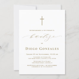 Goldweiße Einladung De Bautizo Boy Taufe