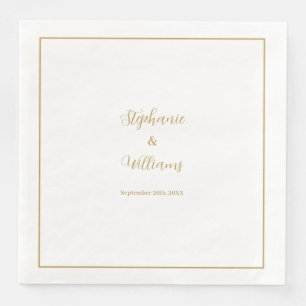 Goldweiße Elegante Einfache Bezeichnung Hochzeit M Serviette