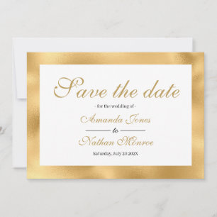 Goldweiße, elegante Hochzeitskarte Save the Date