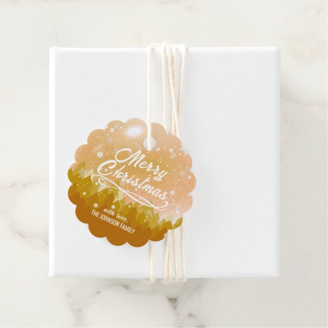 Goldweiße Friedliche Schneewälder Weihnachten im n Geschenkanhänger (Beispiel)