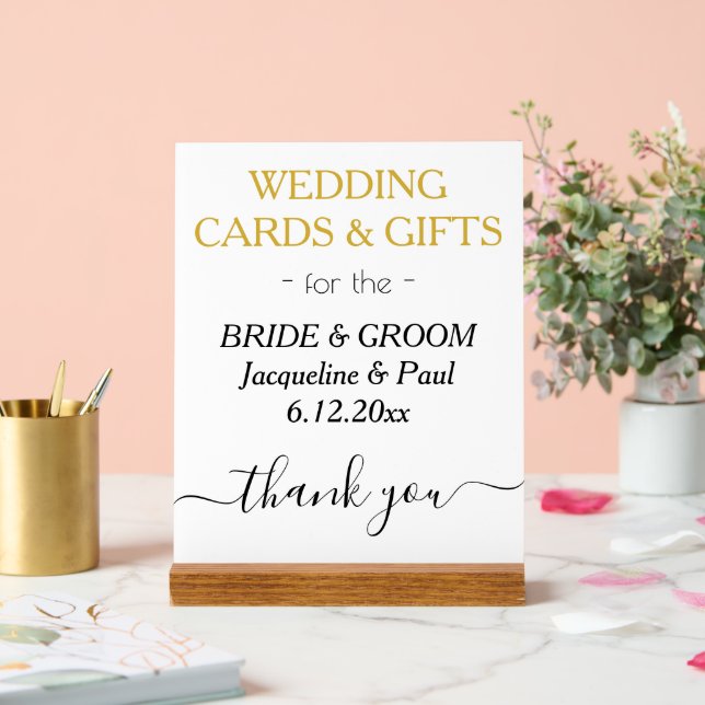 Goldweiße Hochzeitkarten geben Typografie Acrylschild (Hochzeit)