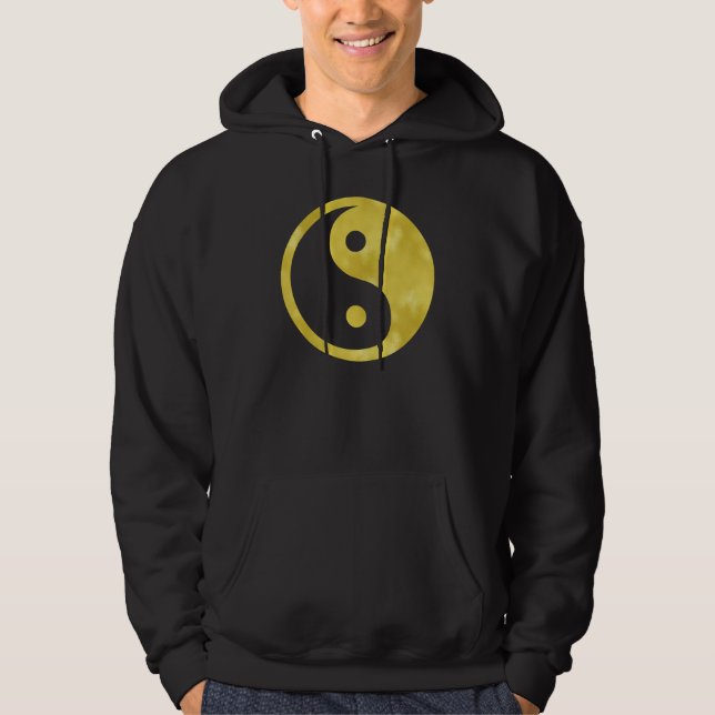 Goldweiße Imitat Fossil Metallic Yin Yang Taoismus Hoodie (Vorderseite)
