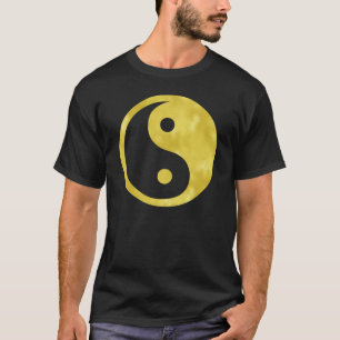 Goldweiße Imitat Fossil Metallic Yin Yang Taoismus T-Shirt