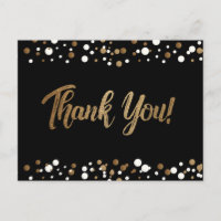 Goldweiße Konfetti auf schwarz Danke