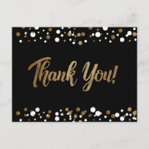 Goldweiße Konfetti auf schwarz Danke