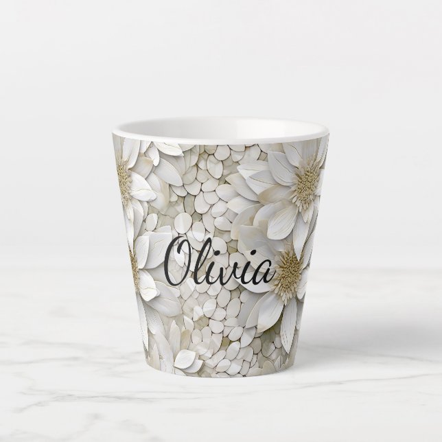 Goldweiße Lotus-Blume Personalisiert Milchtasse (Vorderseite)
