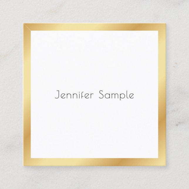 Goldweiße, moderne Berufliche Elegantvorlage Quadratische Visitenkarte (Vorderseite)