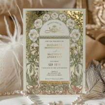 Goldweiße Rosen Vintage Hochzeitskunst Nouveau