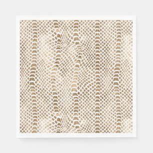 Goldweiße Schlange Print Serviette