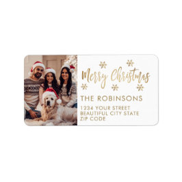 Goldweiße Schneeflocke Weihnachts-Rücksendeadresse Adressaufkleber