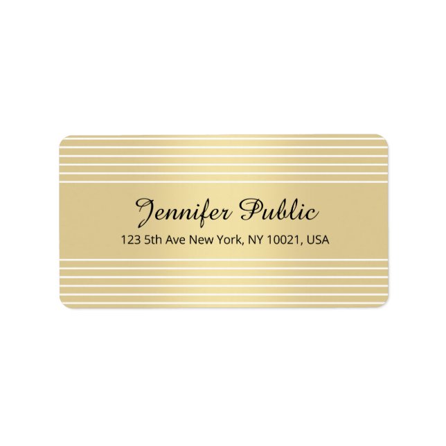 Goldweiße Schriftzeichen-Vorlage Adressaufkleber (Vorne)