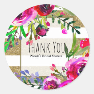 Goldweiße Streifen Fett Glam Brautparty Runder Aufkleber