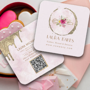 Goldweiße Wasserfarben Quadratische Visitenkarte