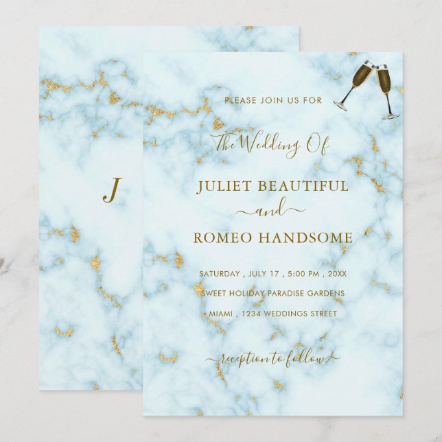 Goldweißer Marmor Hochzeitsempfang Luxus Design (Vorne/Hinten)