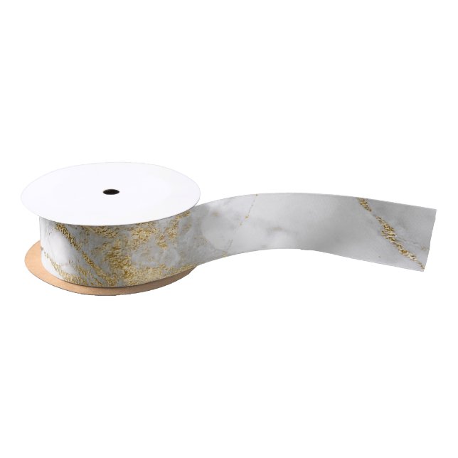 Goldweißer Marmor Hochzeitszwirn Satinband (Spule)